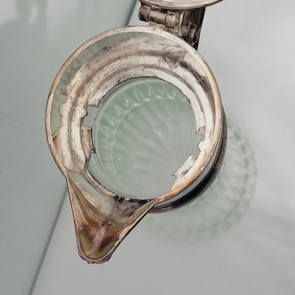 Vintage Silverplate and Crystal Glass Carafe Pitcher